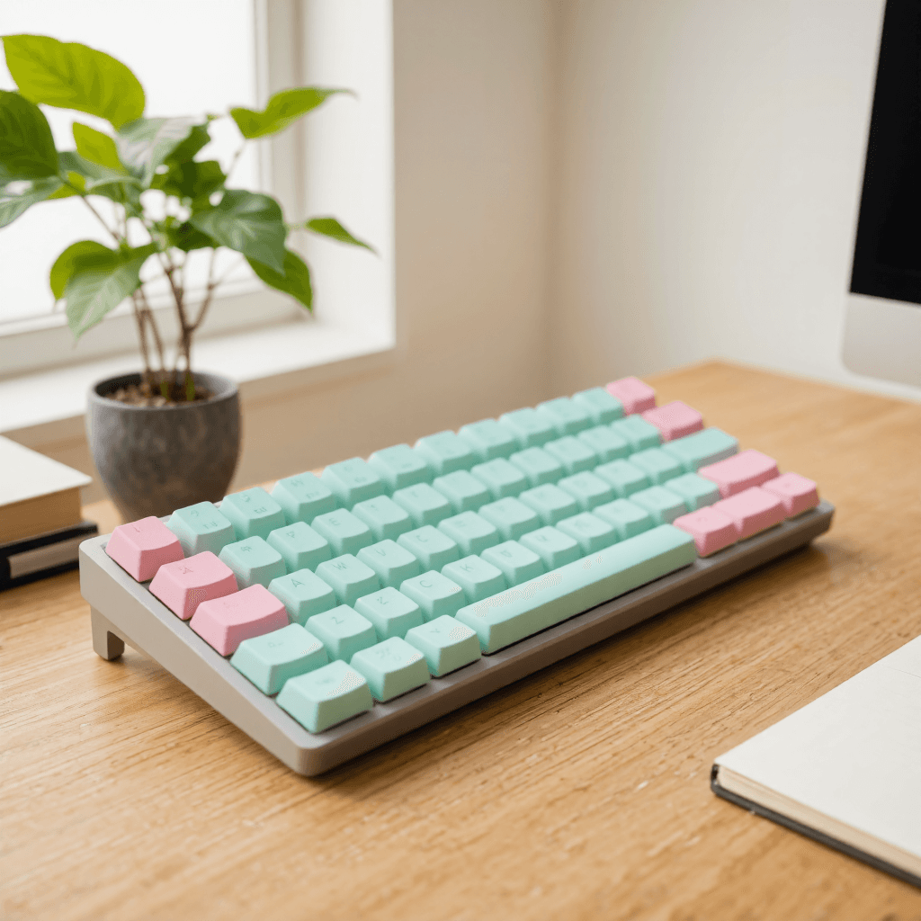 product photography of a set of colorful keyboard keycaps for customization