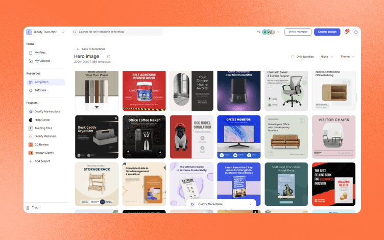 Customizable design templates from Glorify