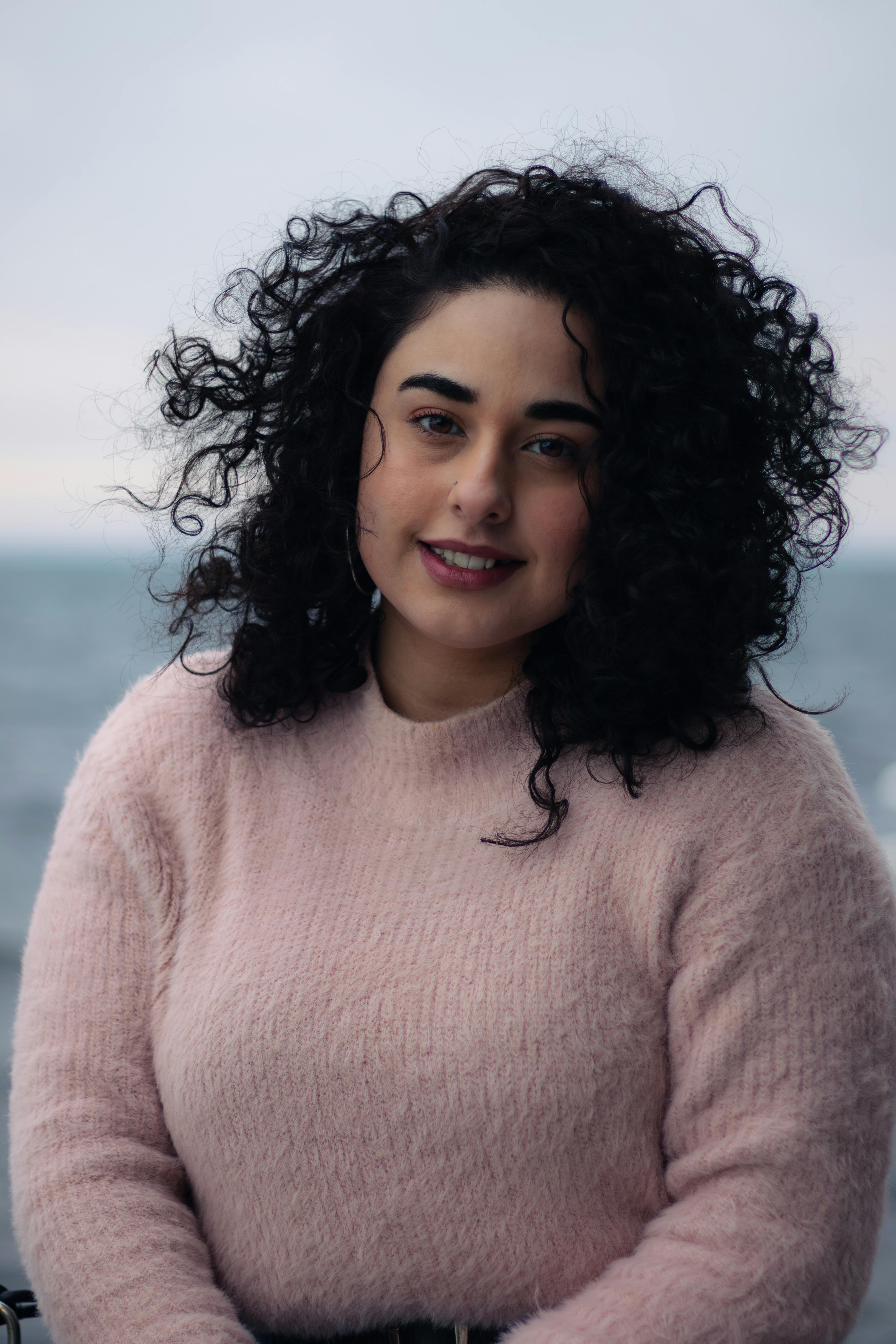 Portrait of a lady with curly hair
