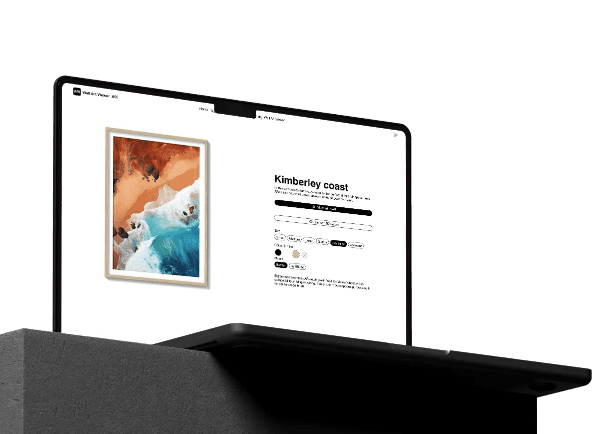 Shopify art gallery using Wall Art Viwer AR