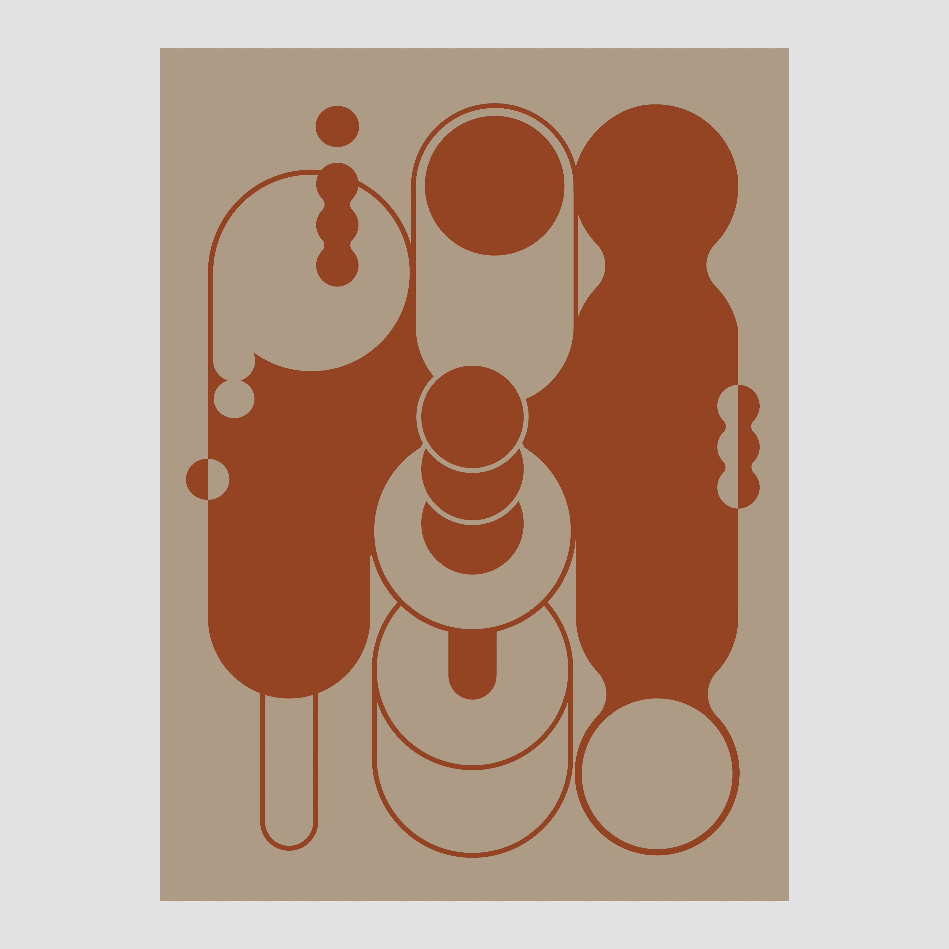 Graphic pattern design for MY TONE in dark terracotta and light beige.