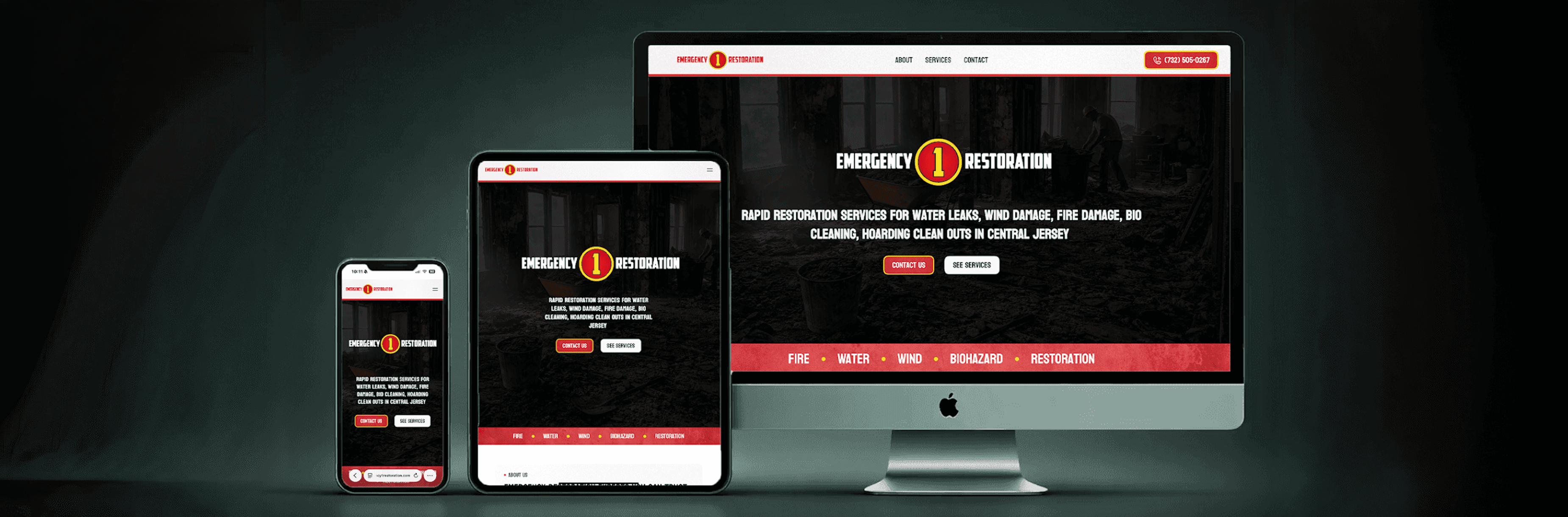 Responsive electrician website design displayed on desktop tablet and mobile devices