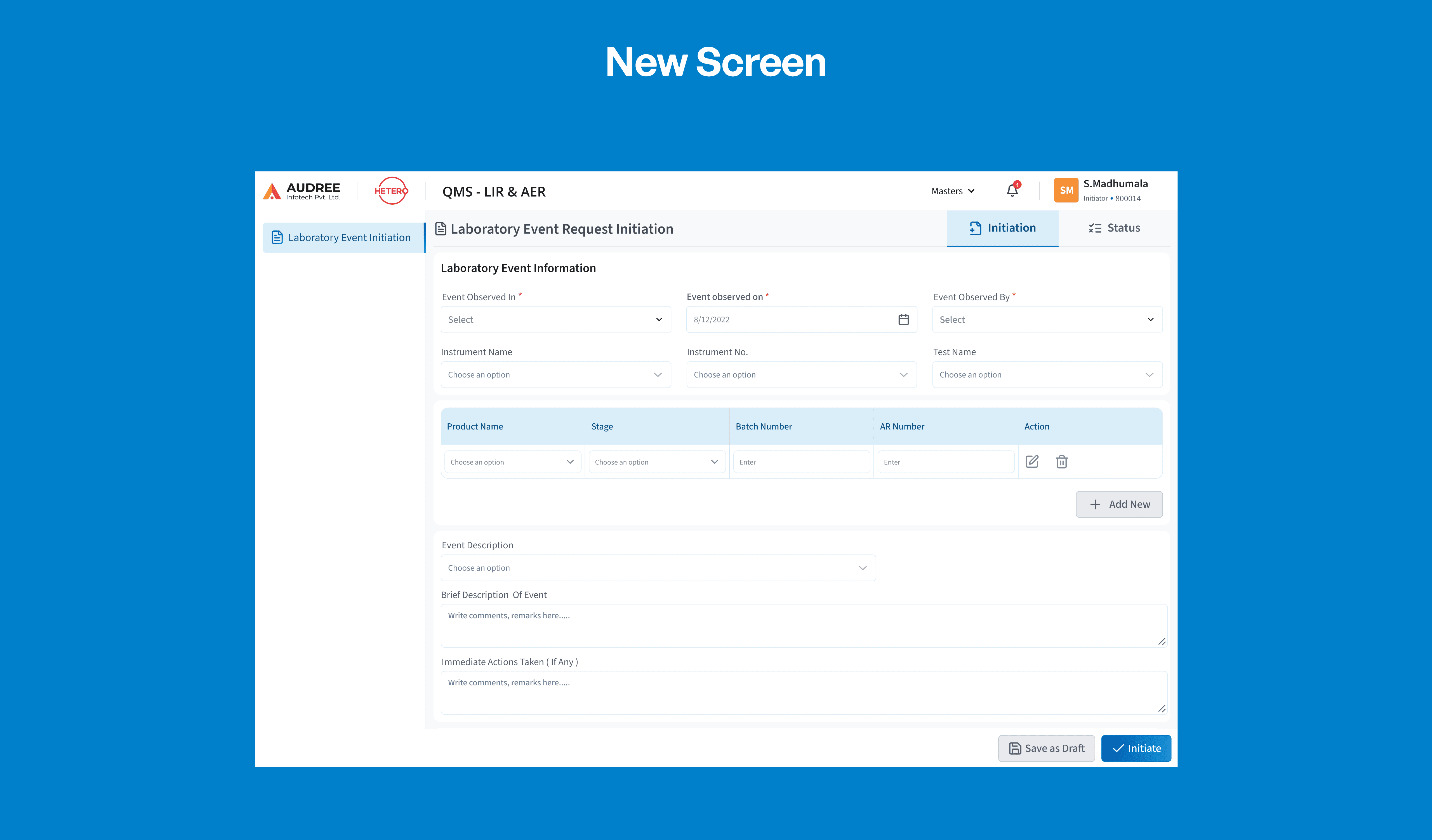 New LIR & AER Screen