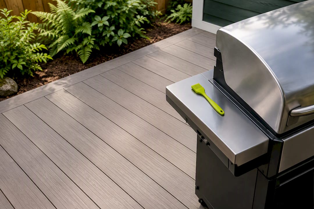 Grill positioned in a clear deck area