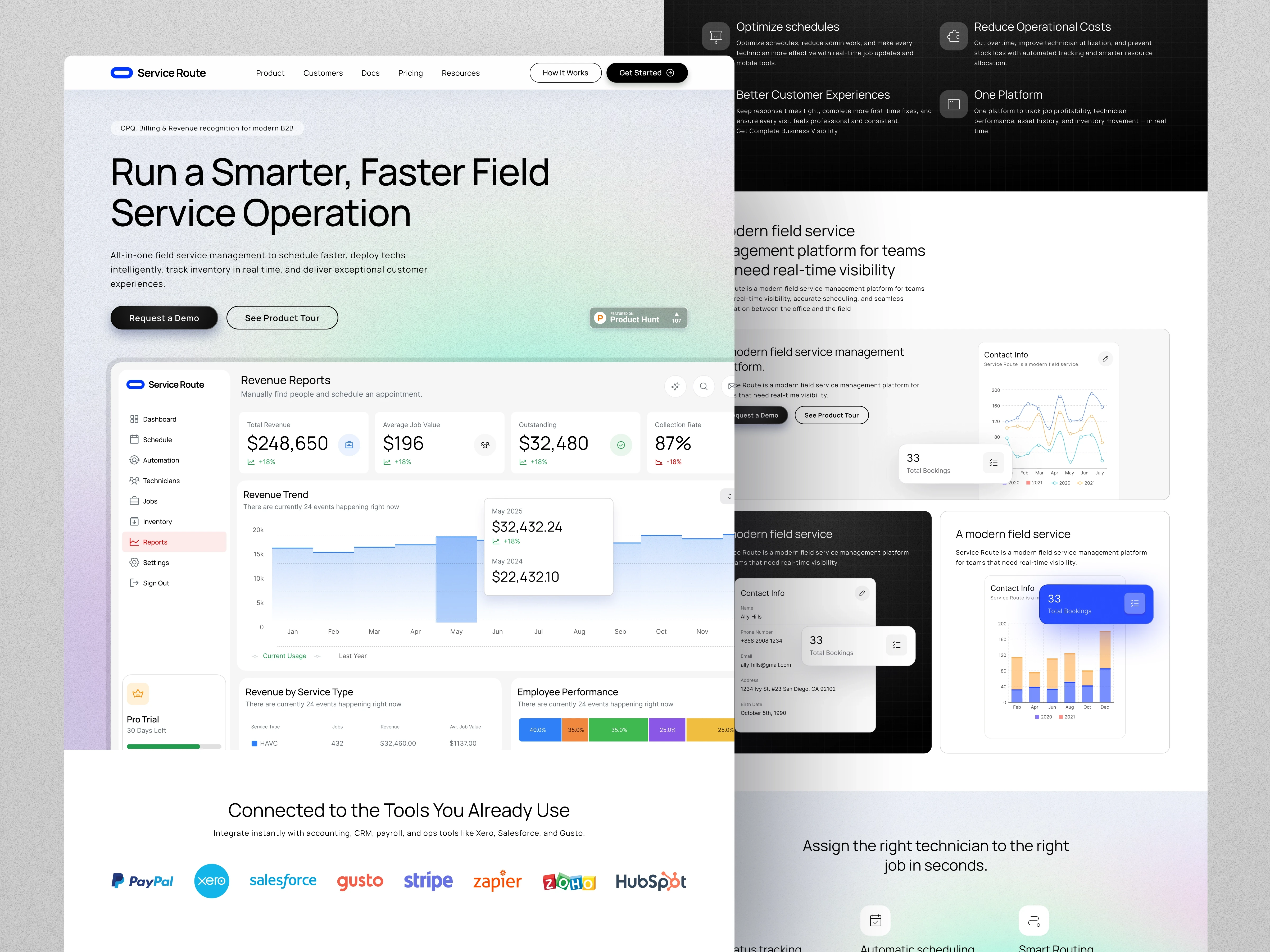 Field service SaaS landing page design for HVAC operations