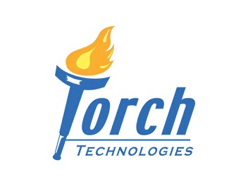 Torch Technologies logo featuring a blue torch with an orange flame above the company name in blue text.