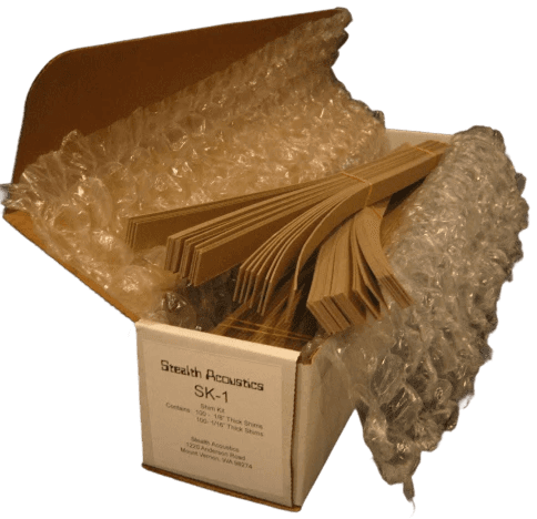 Shim kit in box with bubble wrap