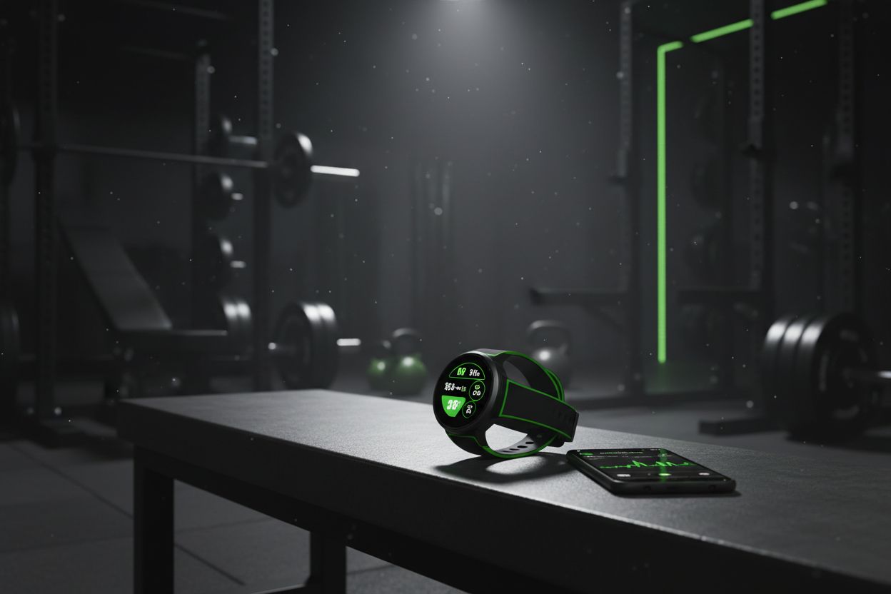 Reloj de actividad y teléfono con datos de entrenamiento