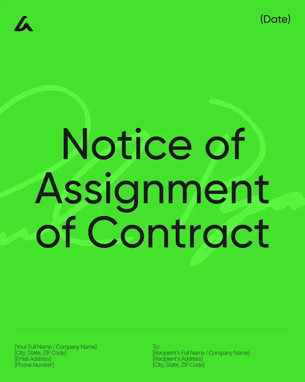 Notice of Assignment of Contract