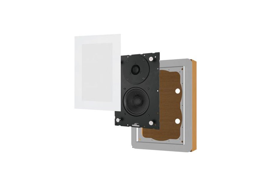 Black smart home device with screen showing time and temp
