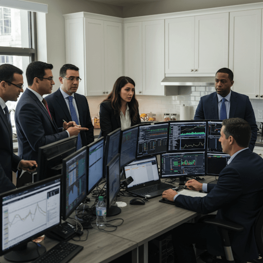 Traders in kitchen