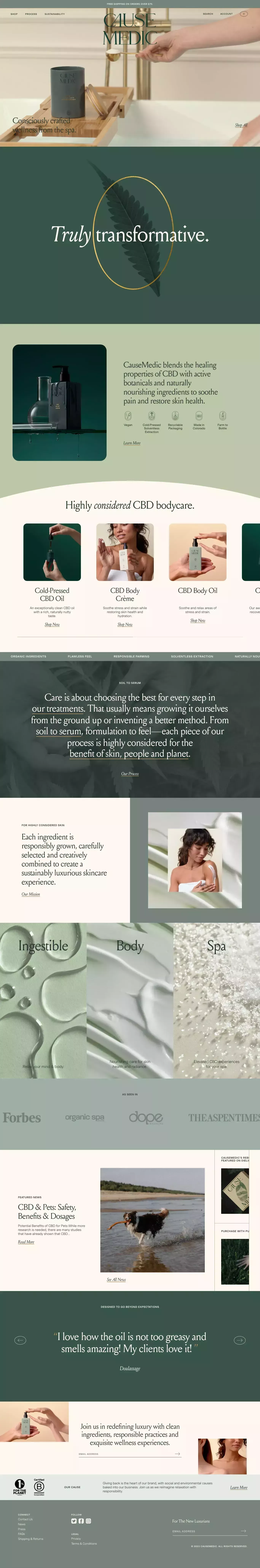 CAUSE+MEDIC ecommerce page screenshot showcasing Beauty and Ecommerce design