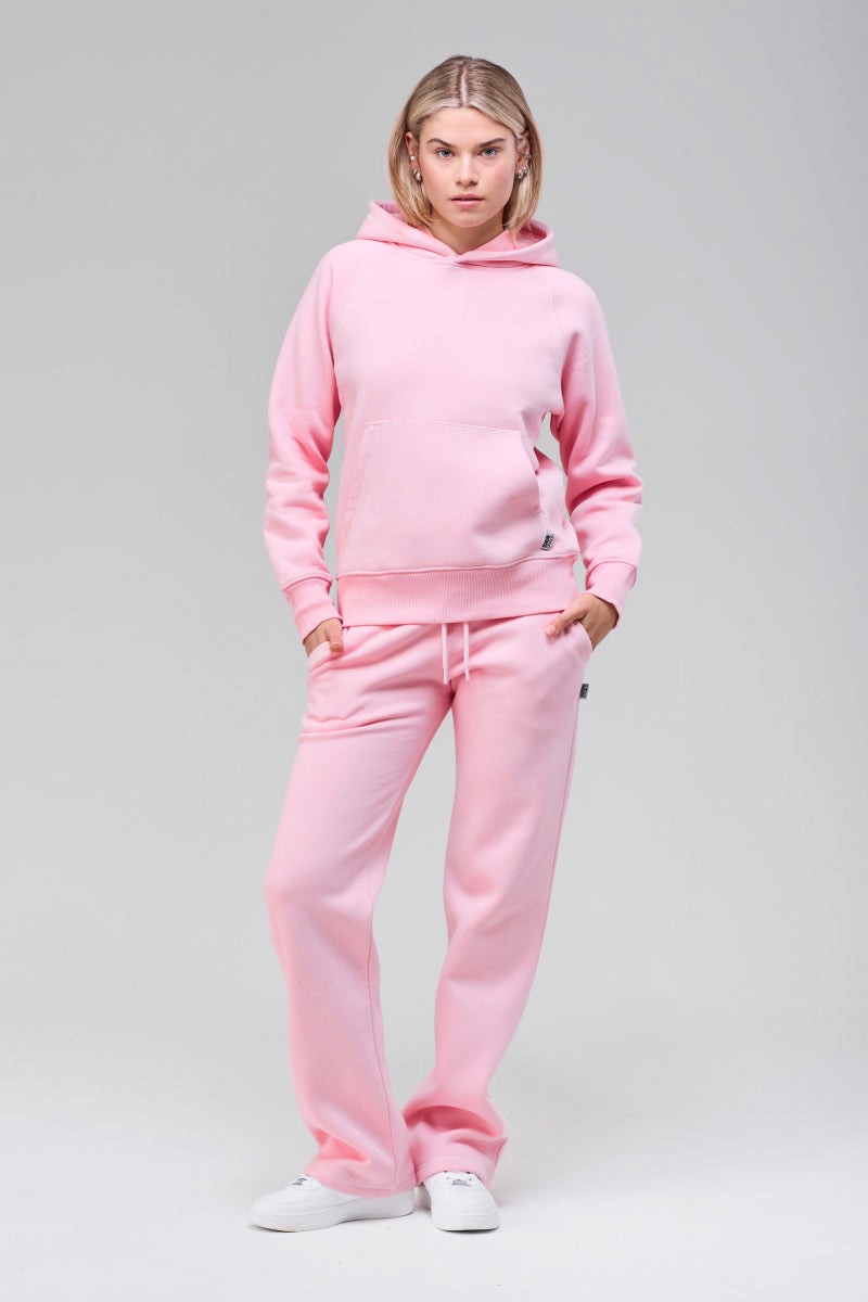 Sunday Superior Belmont Hoodie in soft pink colorway, front view, heavyweight cotton blend
