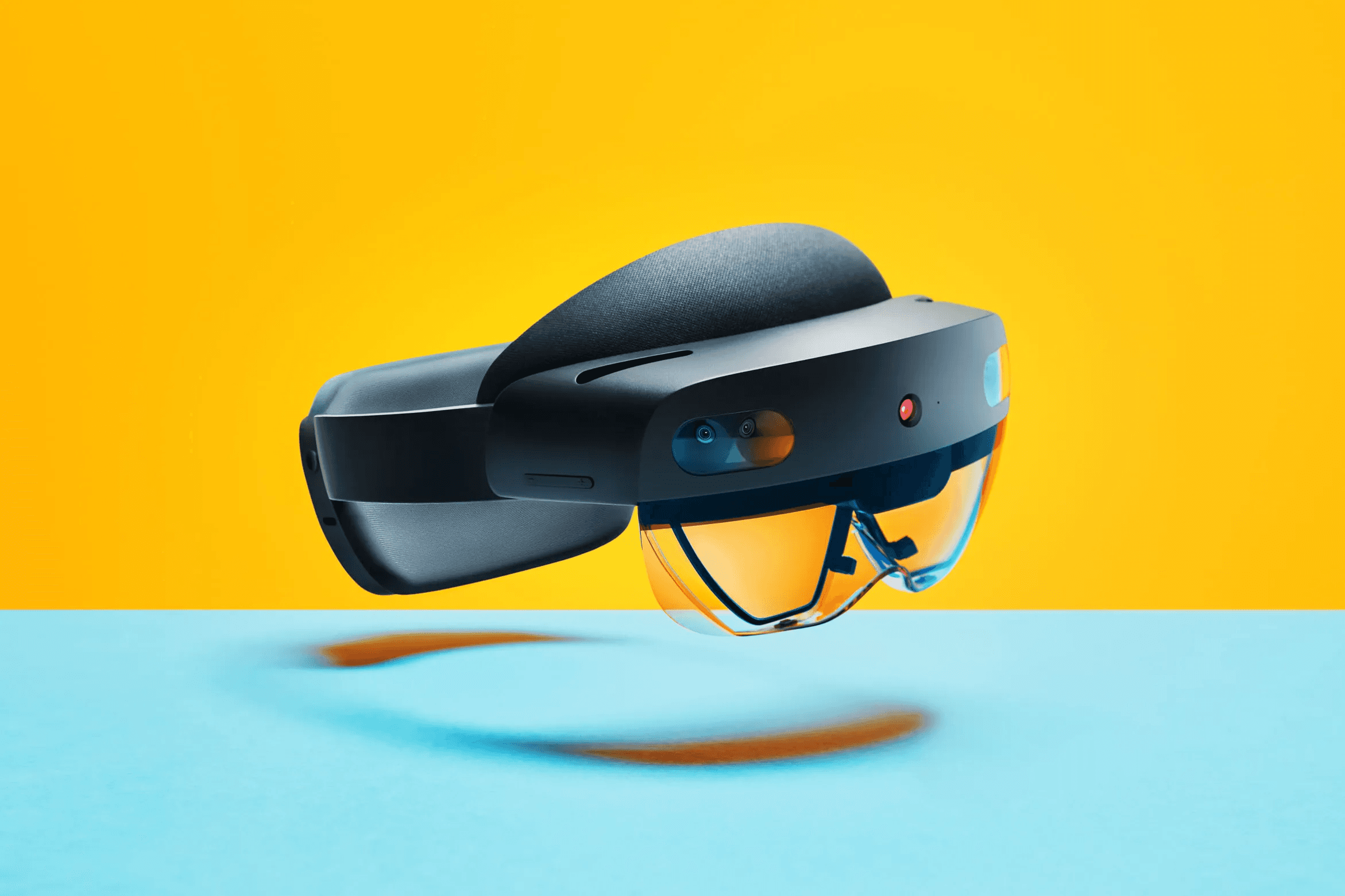 Microsoft HoloLens 2 industrial mixed reality headset with optical see-through visor.
