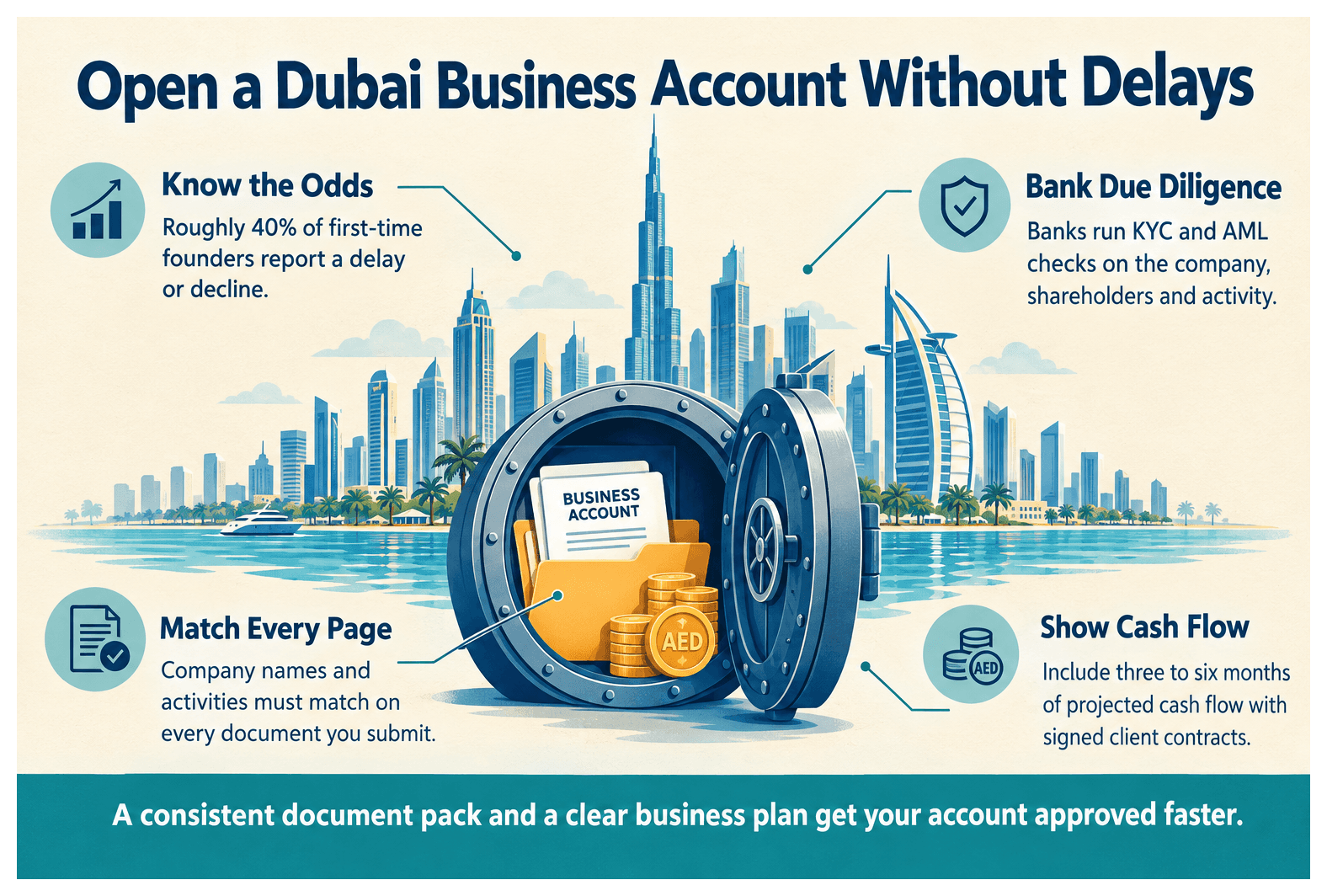 Infographic: How to Open a Business Bank Account in Dubai: Step by Step