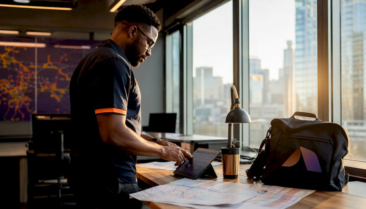 Dispatcher adjusting driver schedules on tablet