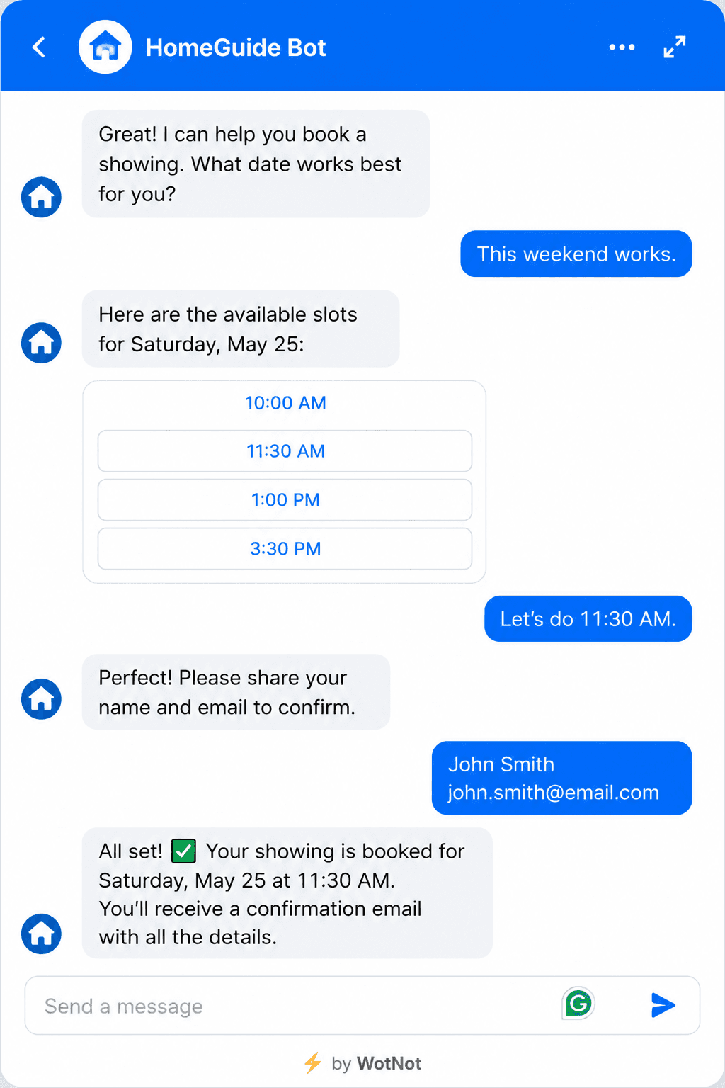 AI chatbot scheduling property viewing