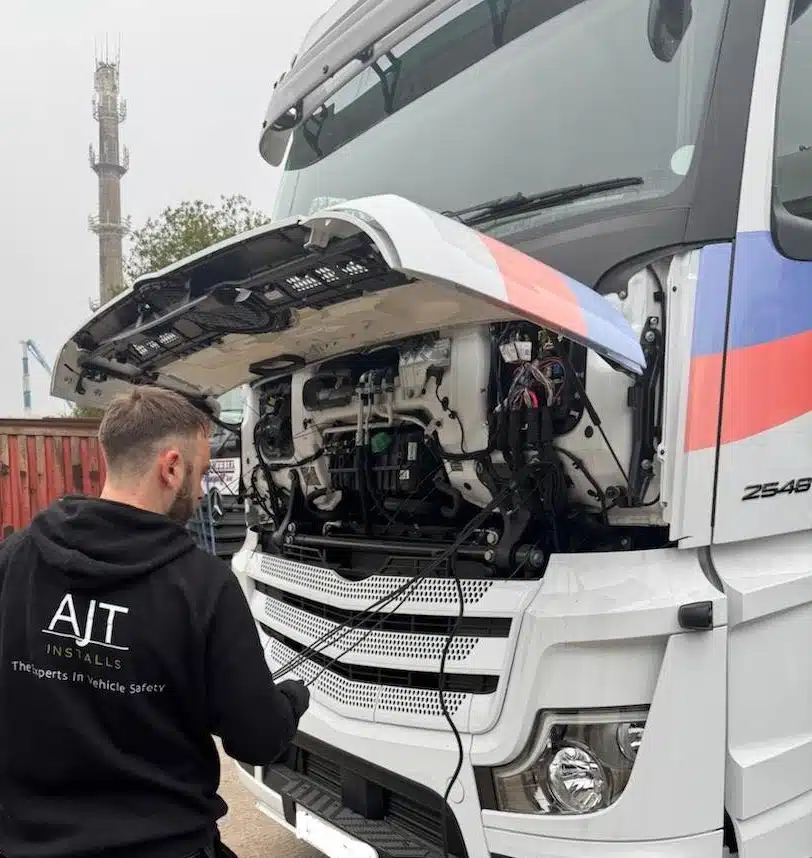 AJT engineer fitting technology to a commercial vehicle