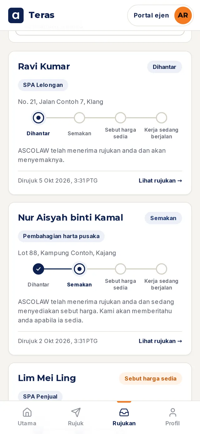 Teras: Rujukan saya. (Data contoh)