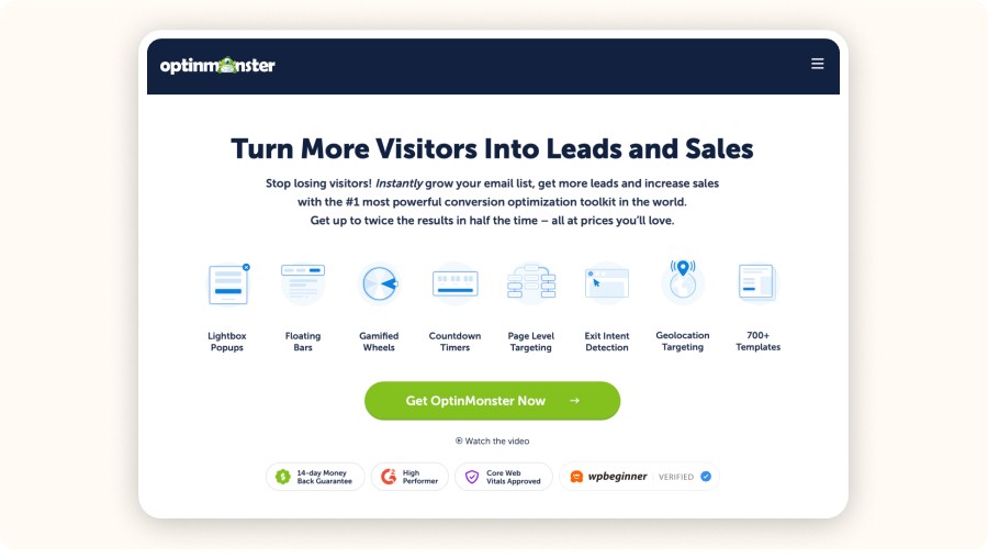 Optinmonster homepage