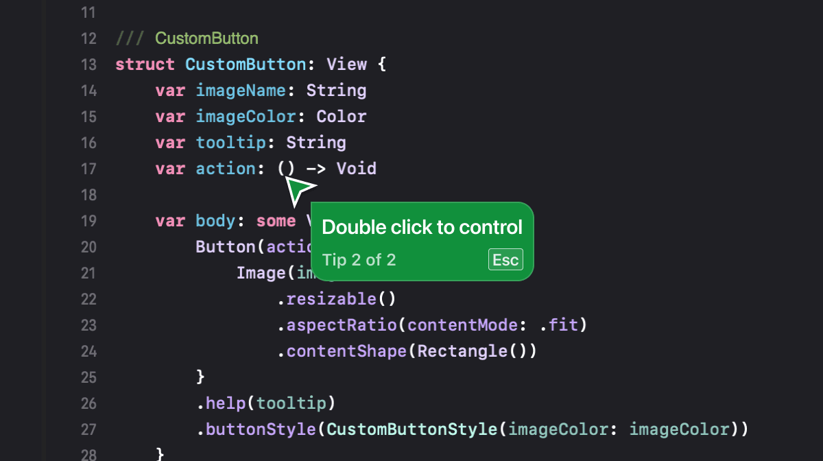 Double click to control