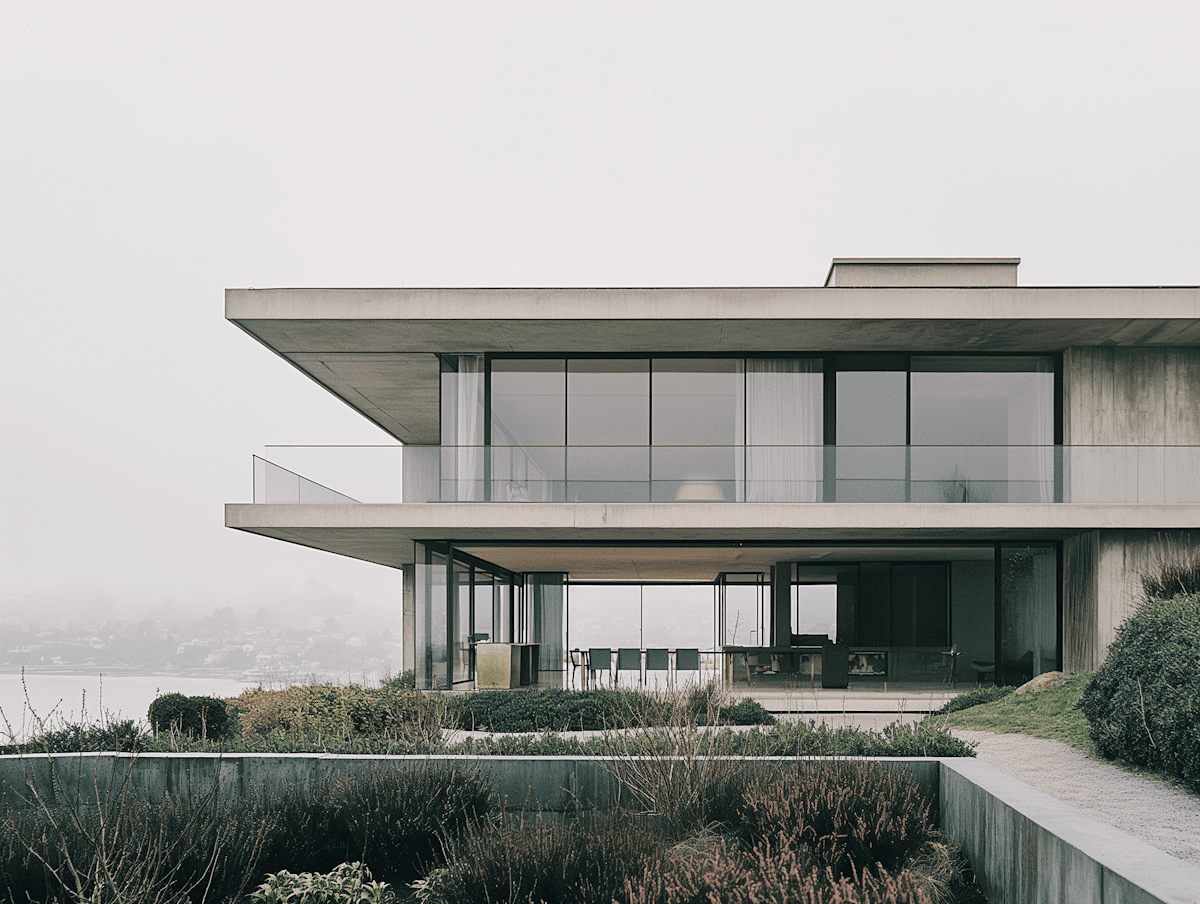 Mediterranean villa surrounded by olive trees and soft natural planting