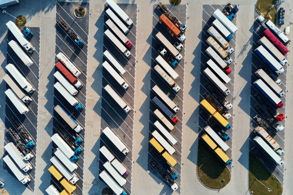 Truck parked in a secure, monitored area, illustrating fuel theft prevention measures.