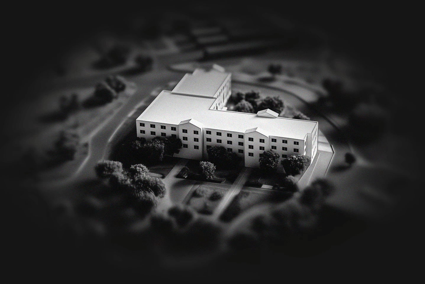 White 3D architectural model representing Witness Investment's strategic approach to hotel development