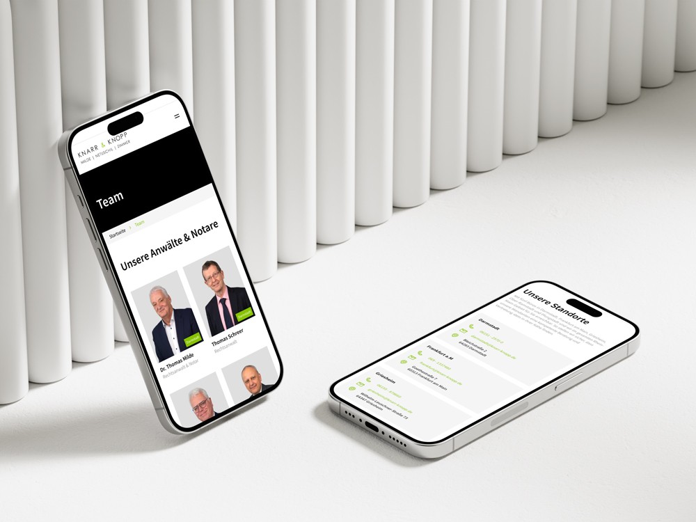 Handyansicht Knarr & Knopp Rechtsanwälte Team & Standort.