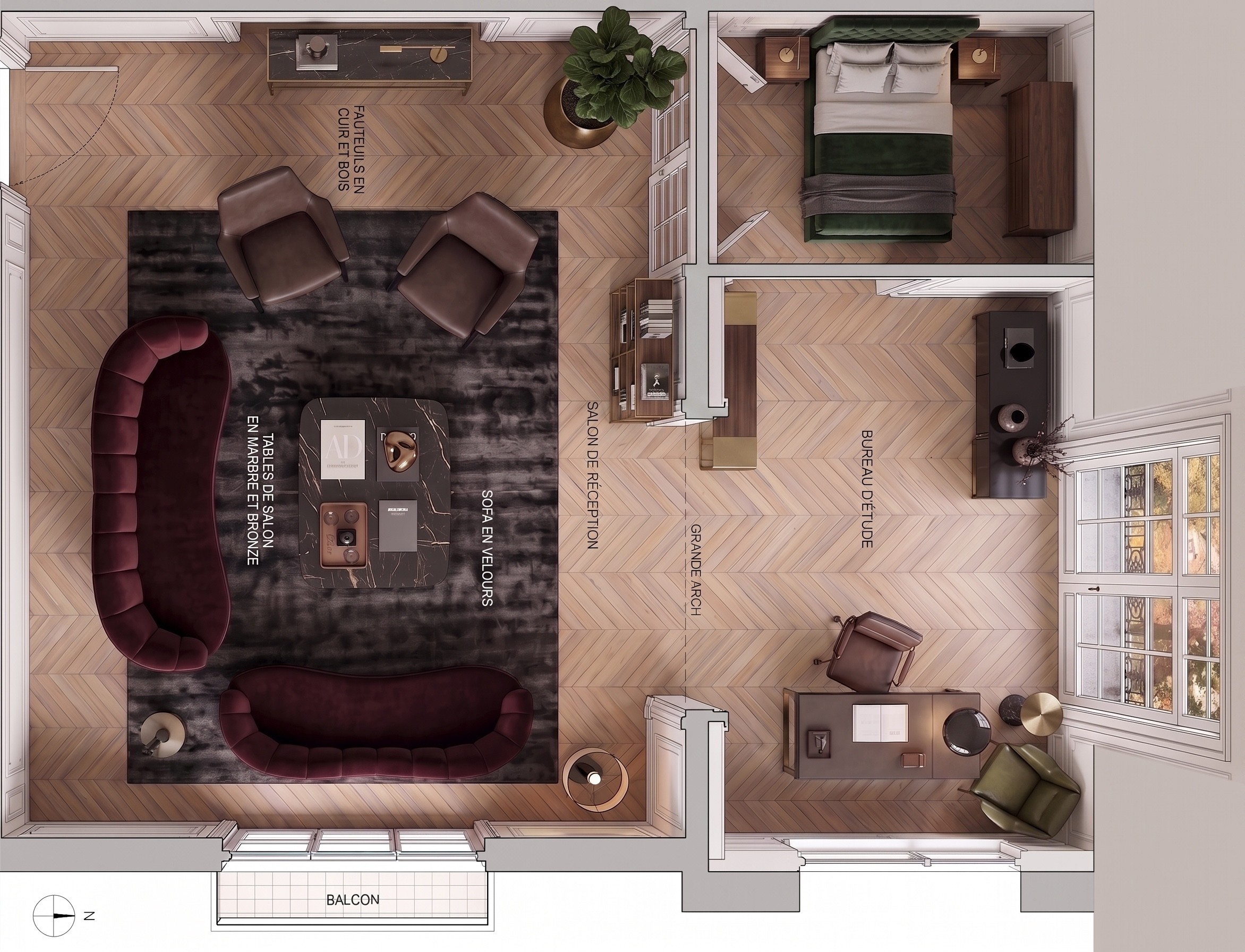 A defined room concept created for a showroom sales consultation.