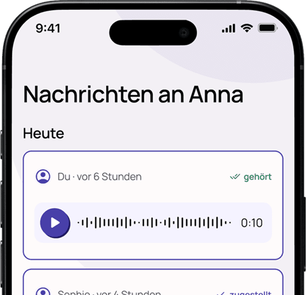 ein Screenshot aus der App, der zeigt, wie Sprachnachrichten an die Box versendet werden können