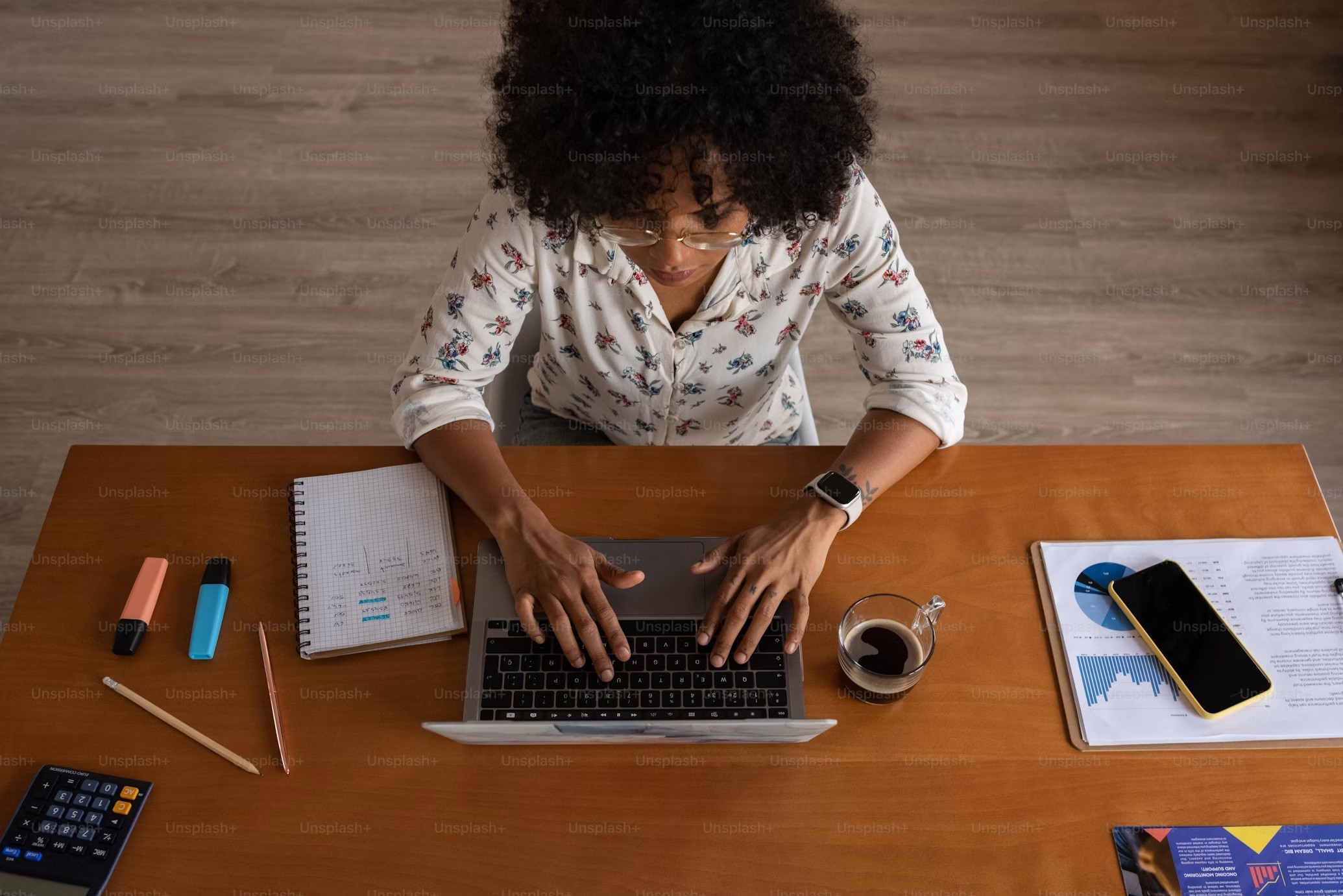 Woman working on laptop