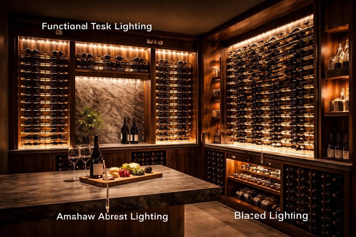 Wine cellar lighting layers