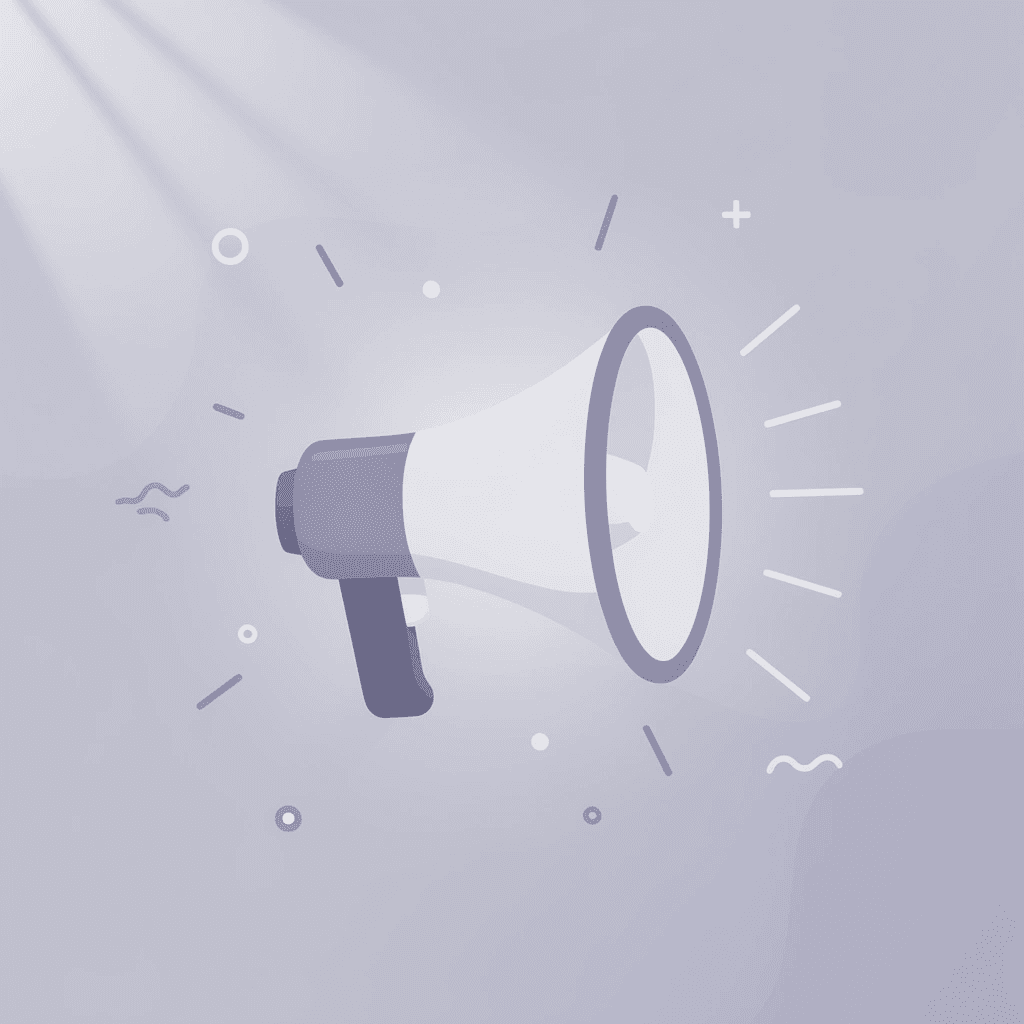 Megaphone icon representing formal announcement of business dissolution - Notice of Dissolution 