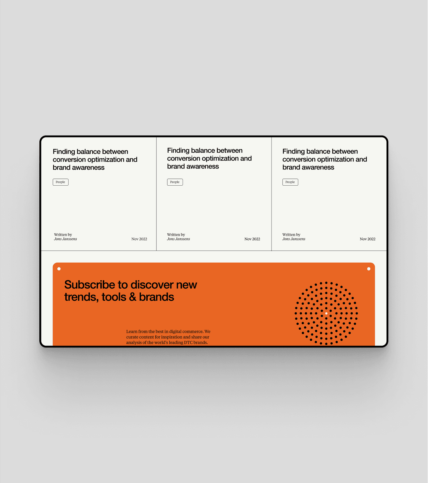 Conway & Co UI detail mockup by analogue agancy