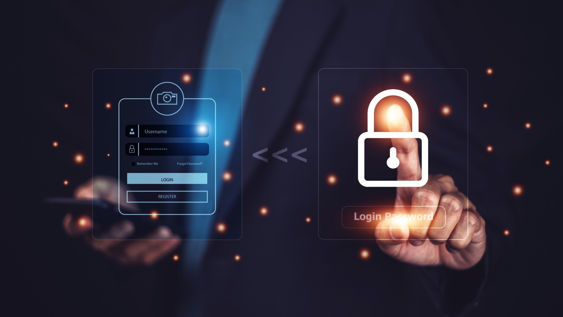 Person interacting with secure digital login and identity verification screens, illustrating how social profiling enhances digital onboarding and helps prevent identity theft.