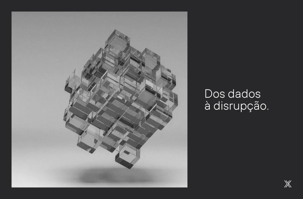 cubo estilizado. texto: dos dados à disrupção