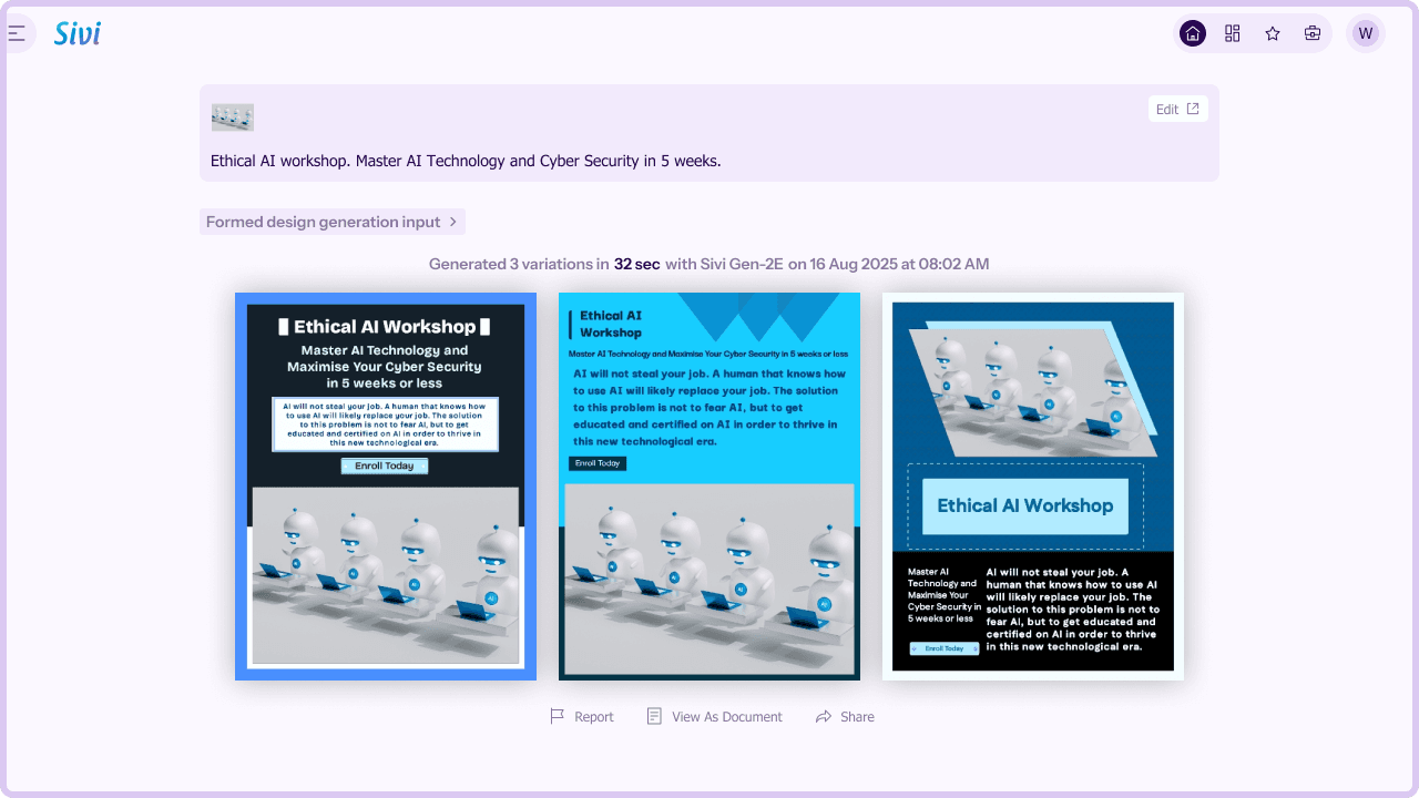 Create AI designs using Sivi AI