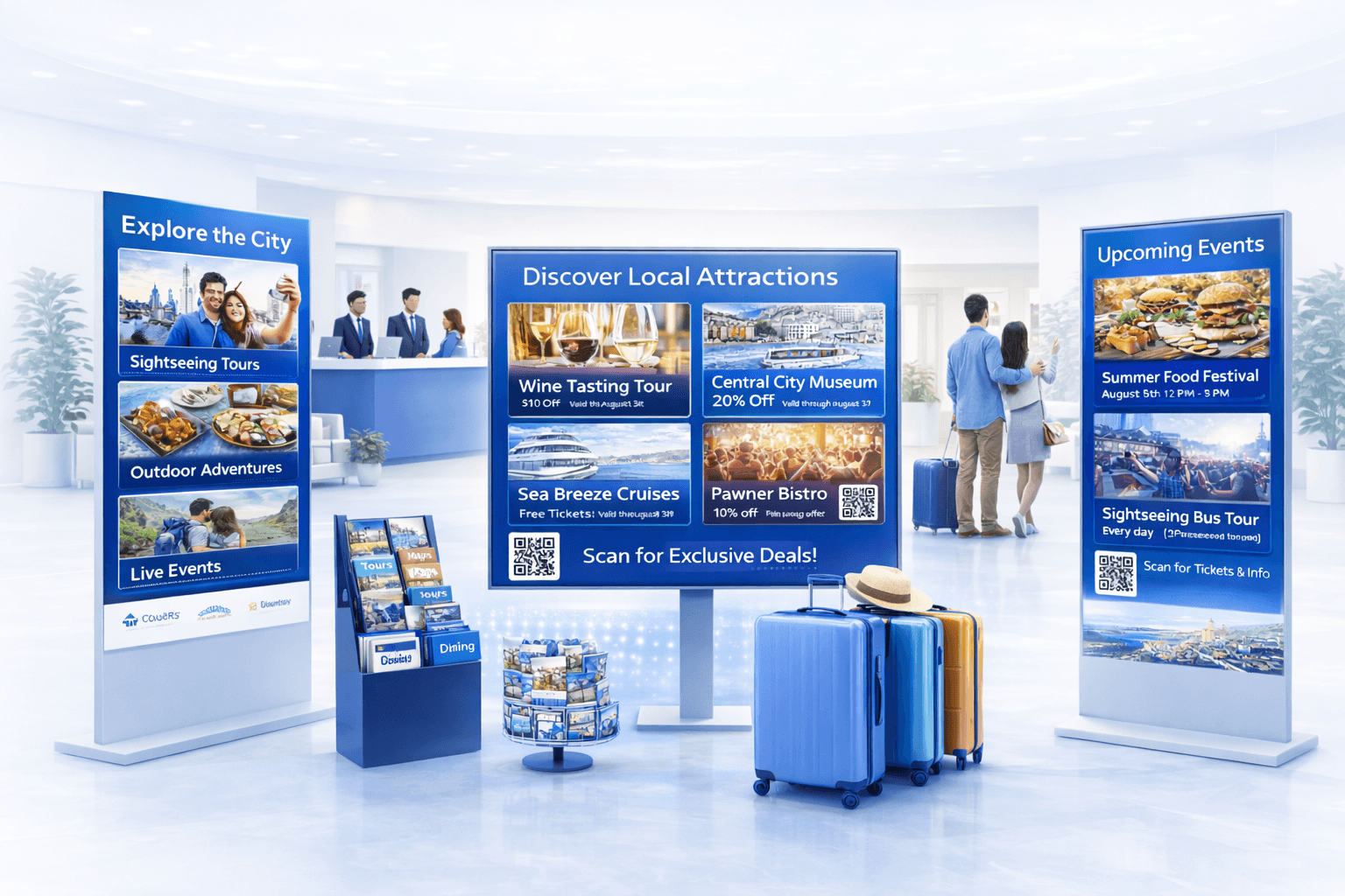 software de señalización digital del hotel para promover atracciones locales