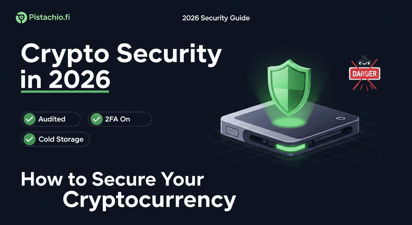 Infographic showing cryptocurrency security layers: hardware wallet, two-factor authentication, smart contract audit verification, and phishing prevention habits