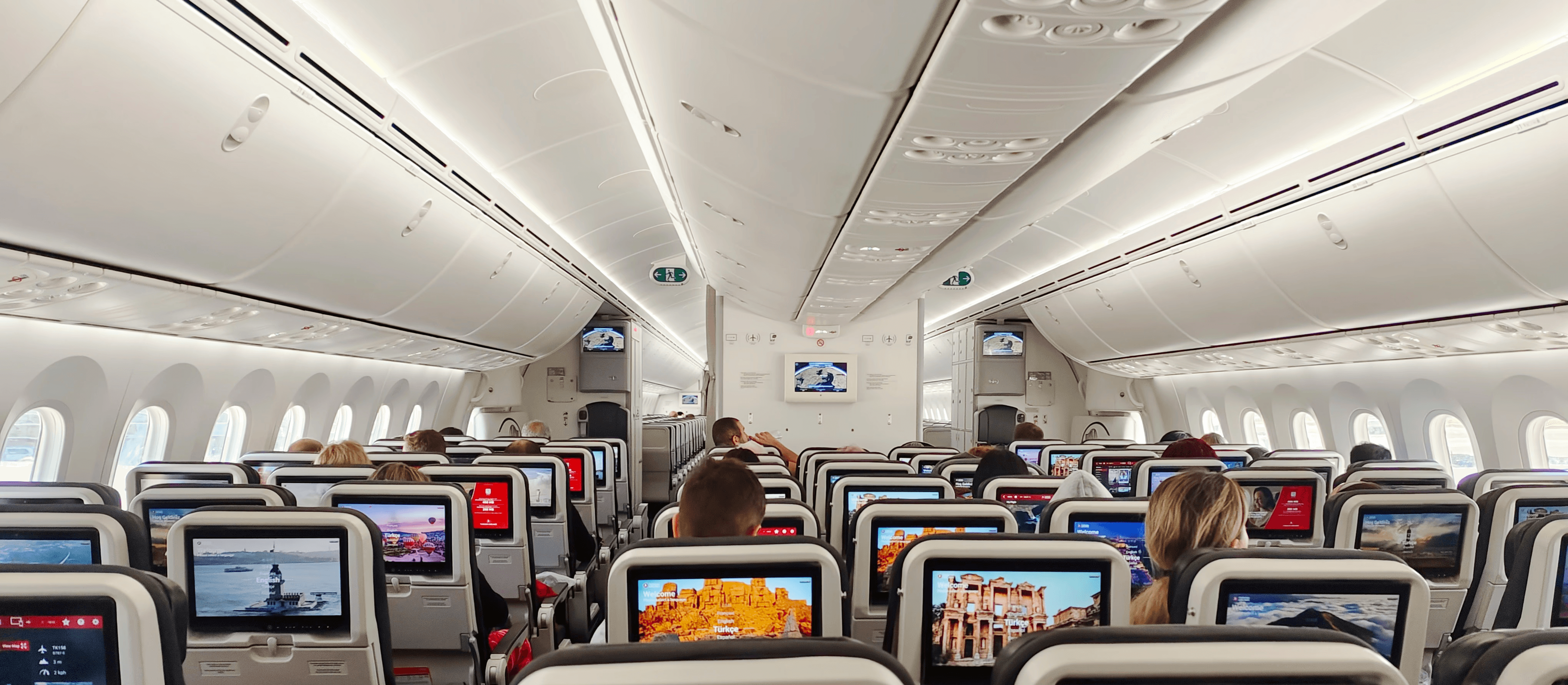 Passanger section inside airplane