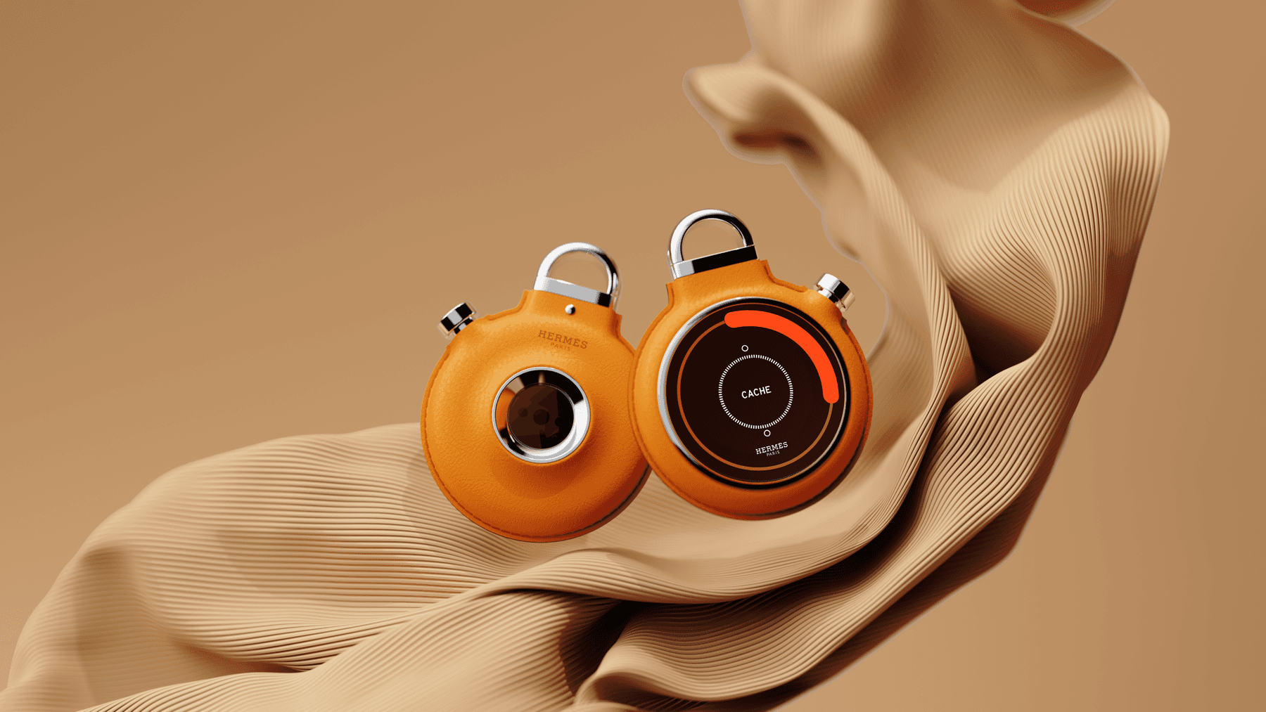 CACHE — leather-wrapped colour-capturing device, front and back