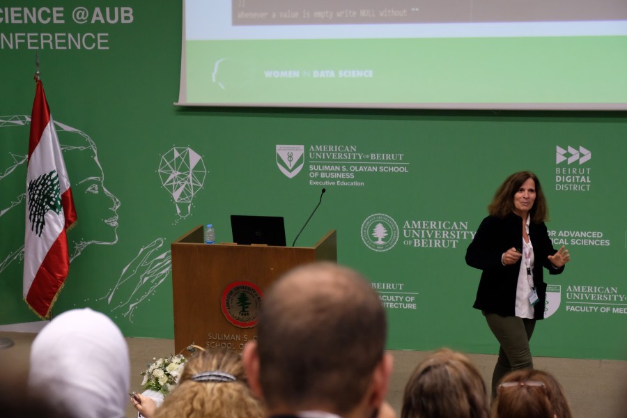 Siren's Research Director Carole Alsharabati presenting at the Women in Data Science Conference 2023