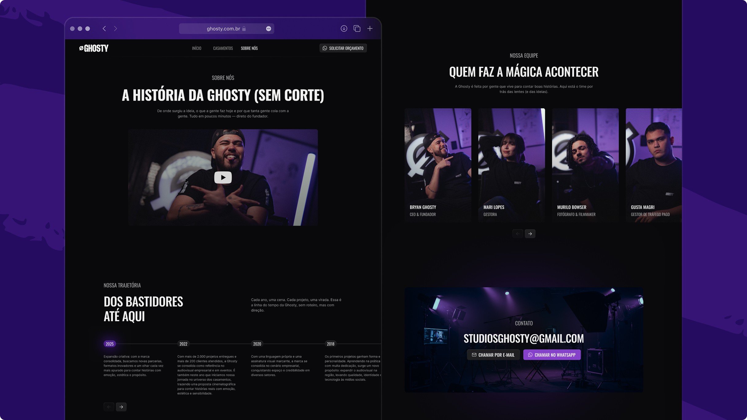 Mockup do site da Ghosty Studio