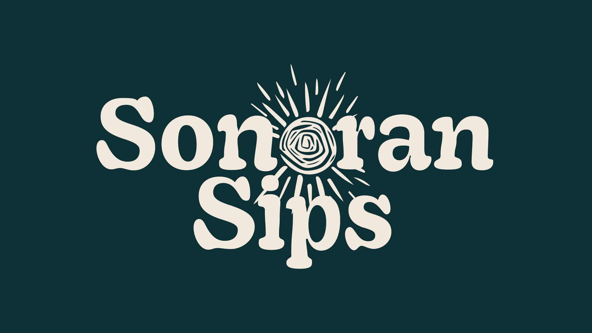 Logo titled "sonoran sips" with a dark blue background