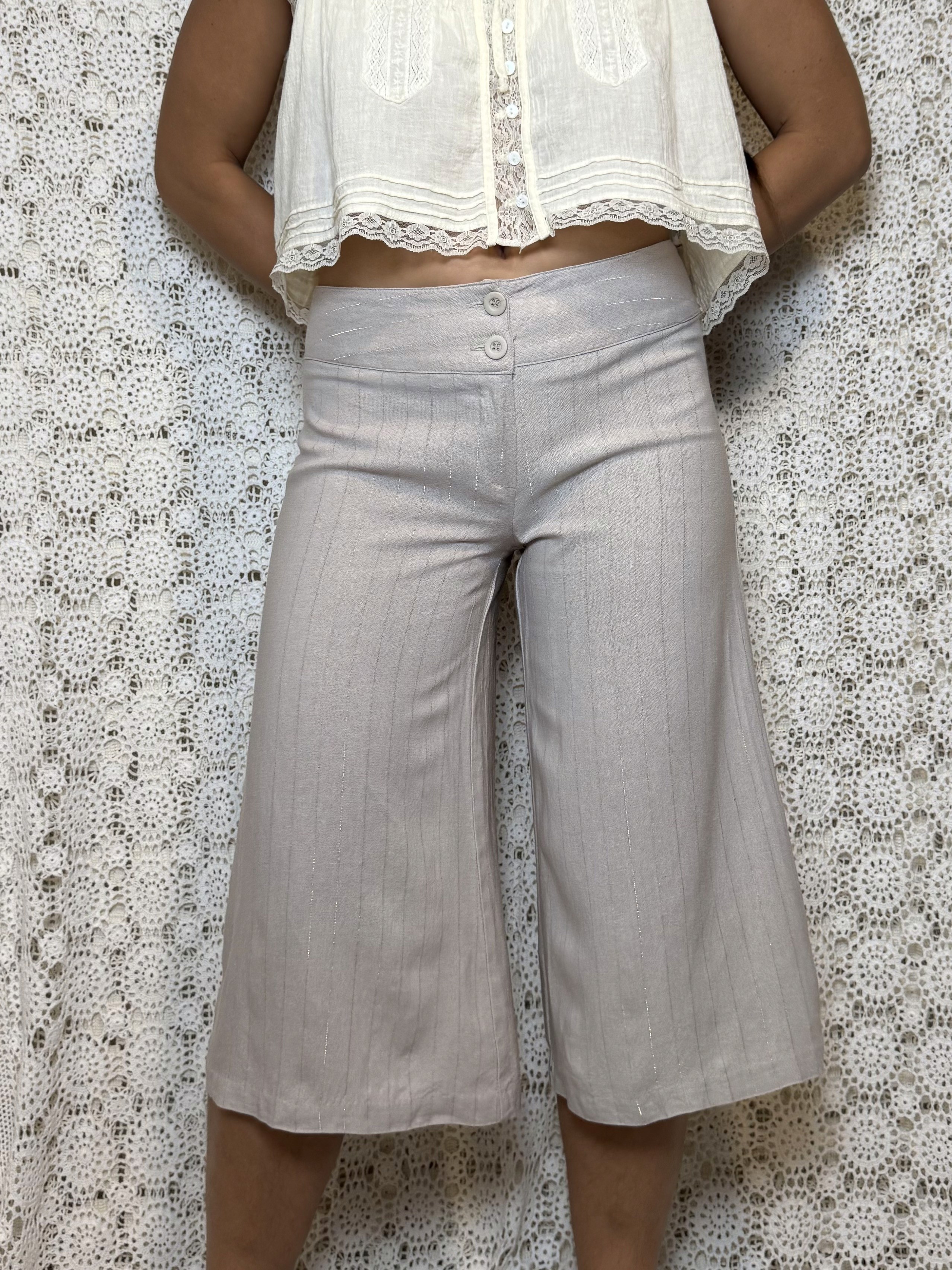 vintage linen wide leg gaucho pants
