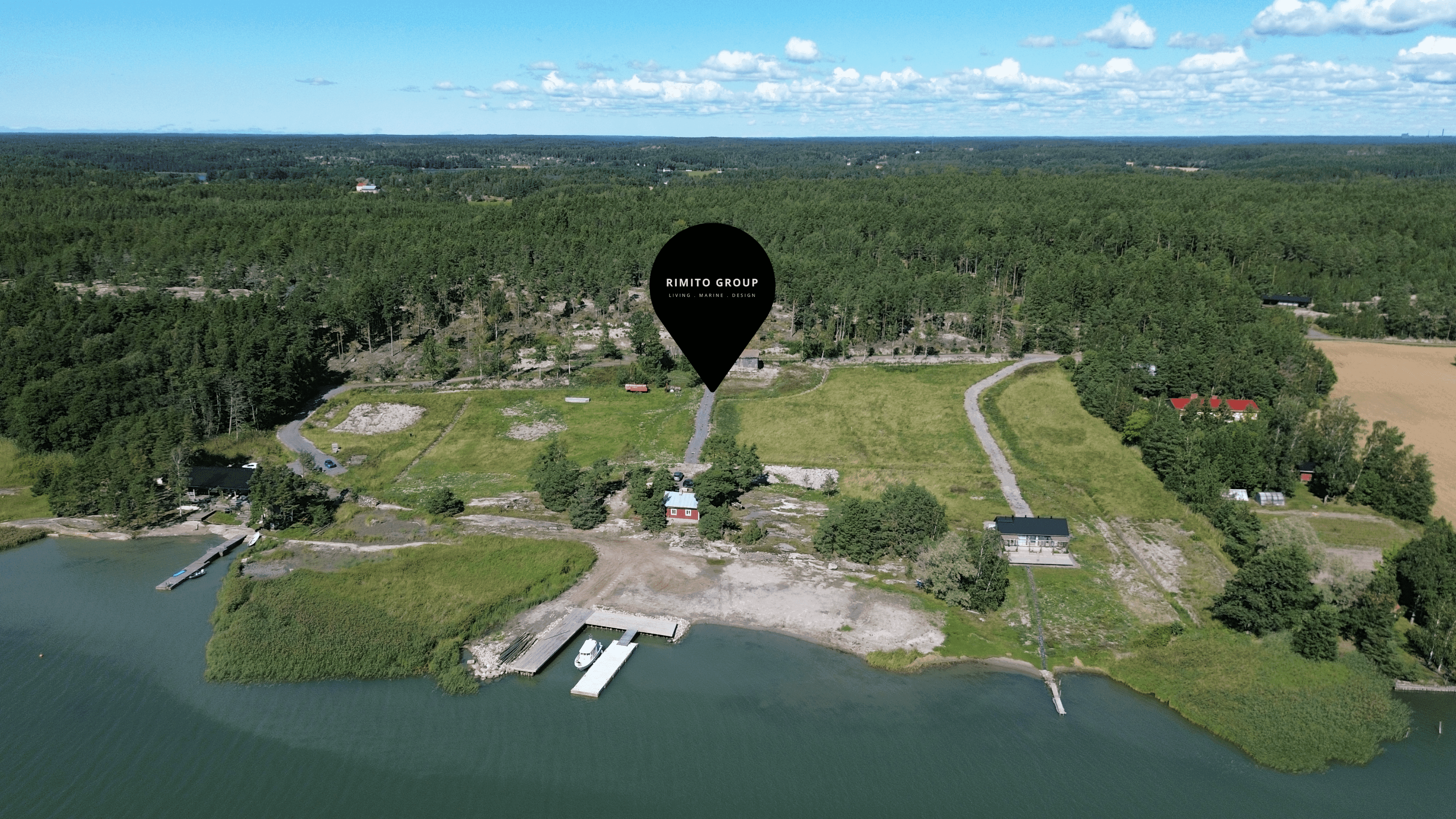 Salmenranta from above with a location pin