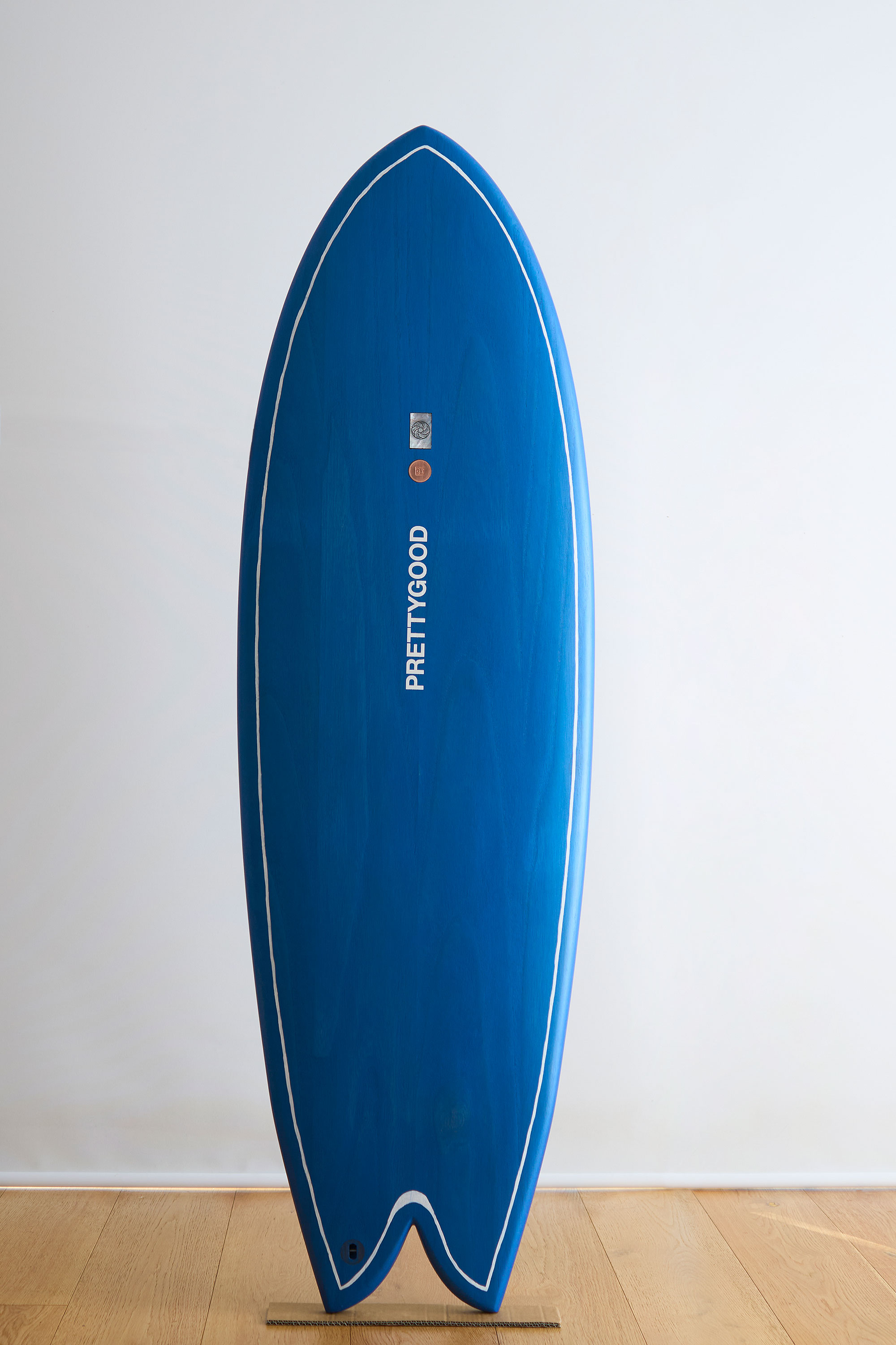 Retro fish wooden surfboard