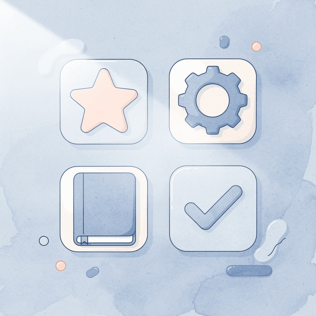 Four icons representing thinking skills, physical abilities, social skills, and creative development