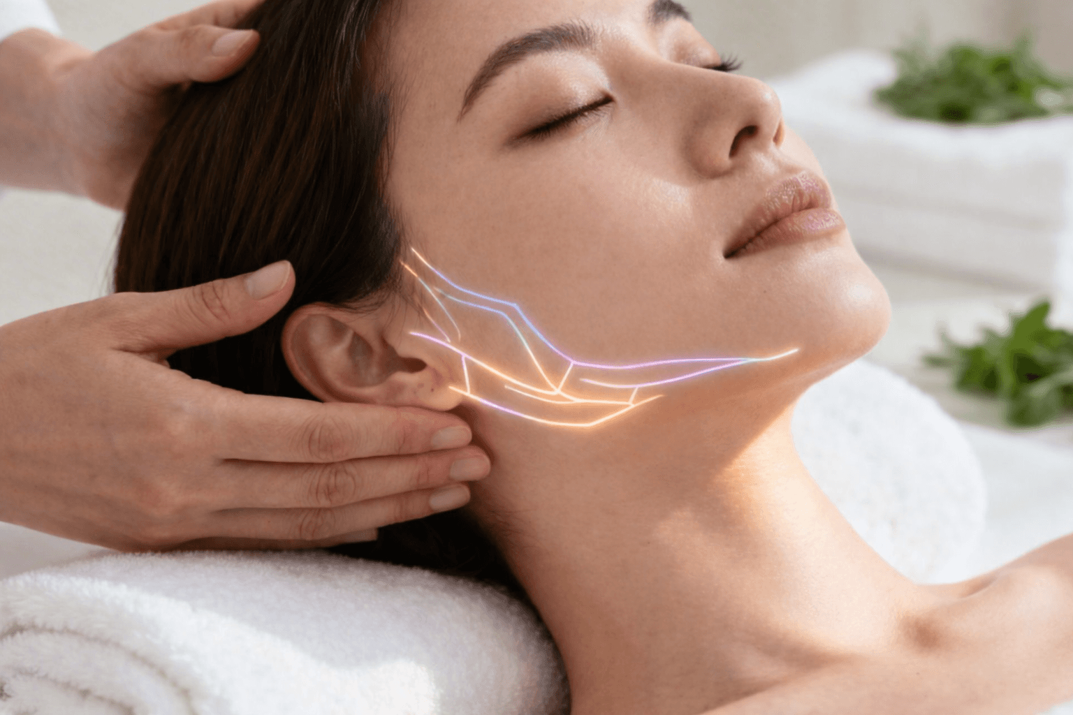 Woman getting a lymphatic drainage massage